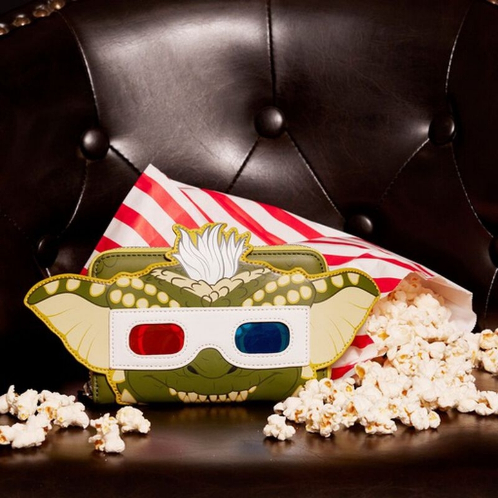 Gremlins Pop! Loungefly Green Gremlin Glow-in-the-Dark Zip-Around Wallet